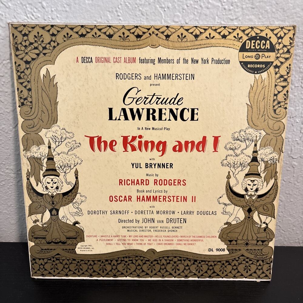 The King and I staring Gertrude Lawrence DL9008 Original Cast Album DECCA RECORD